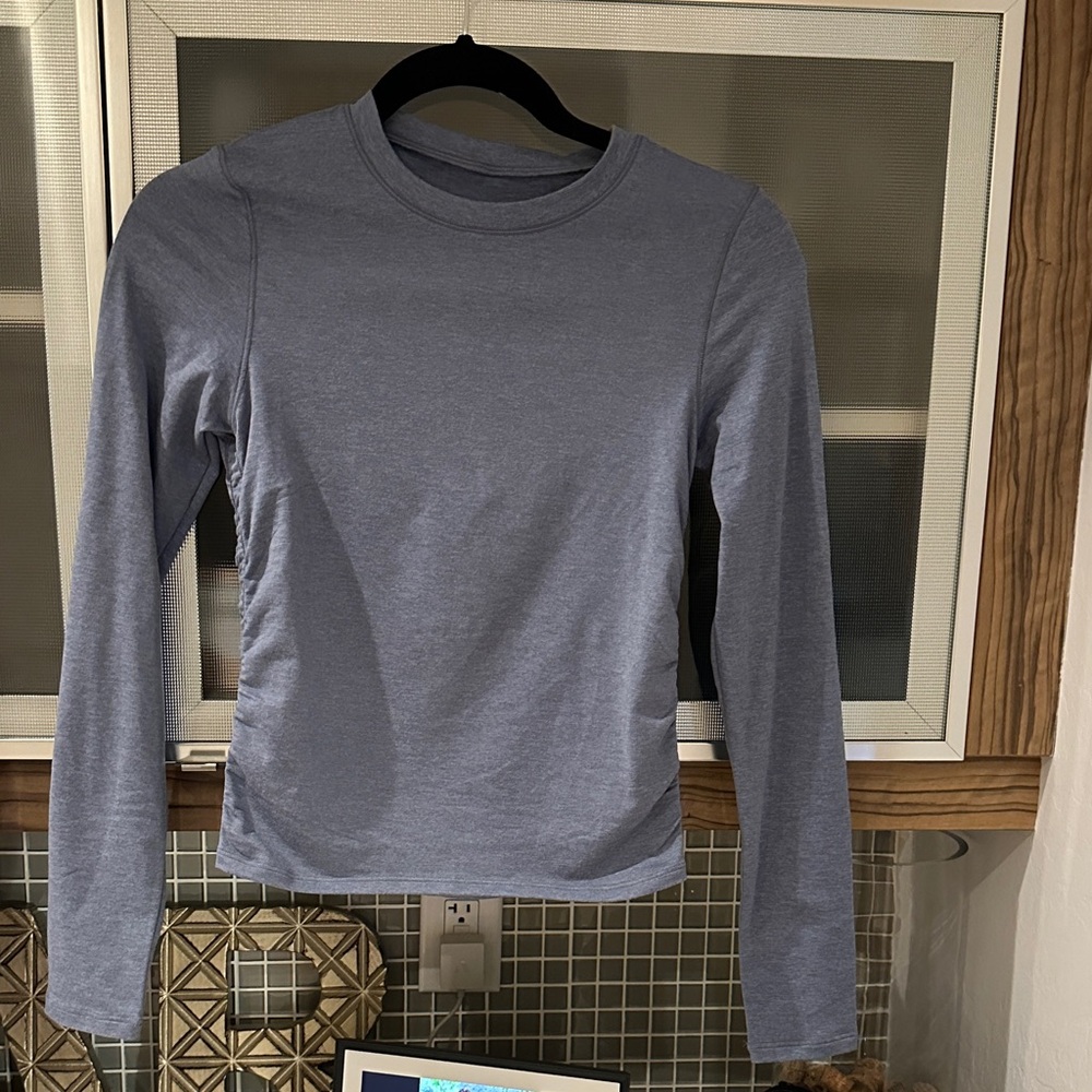 Vuori long sleeve Halo Ruched tee, S, blue